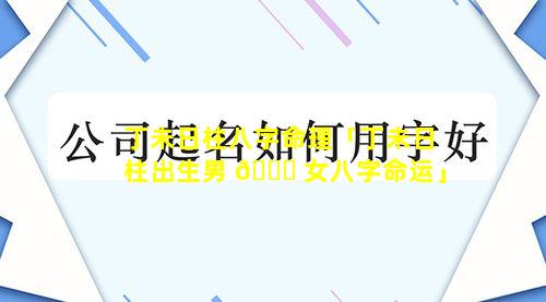 丁未日柱八字命理「丁未日柱出生男 🐒 女八字命运」